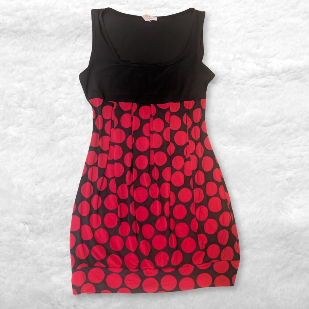 lipstick y2k black red polka dot bubble hem dress sz large
